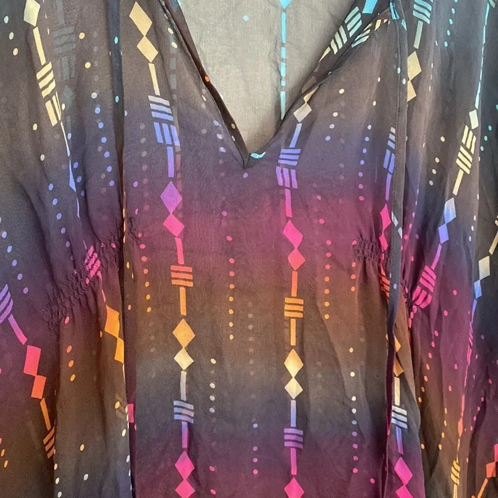 TWELFTH Street by Cynthia Vincent sz M‎ sheer rainbow grey colored swim cover up - Picture 3 of 7